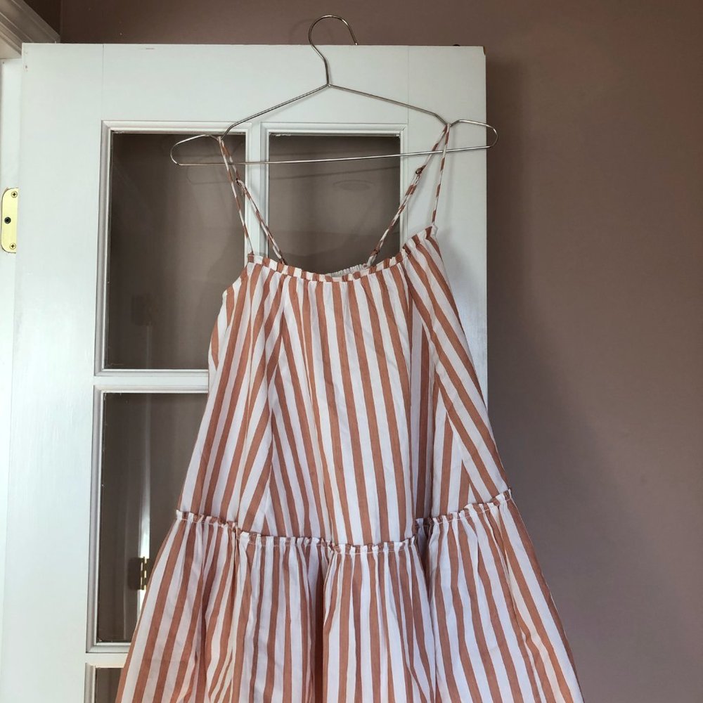 Abercrombie Light Brown Stripe Trapeze Mini Dress - XSP